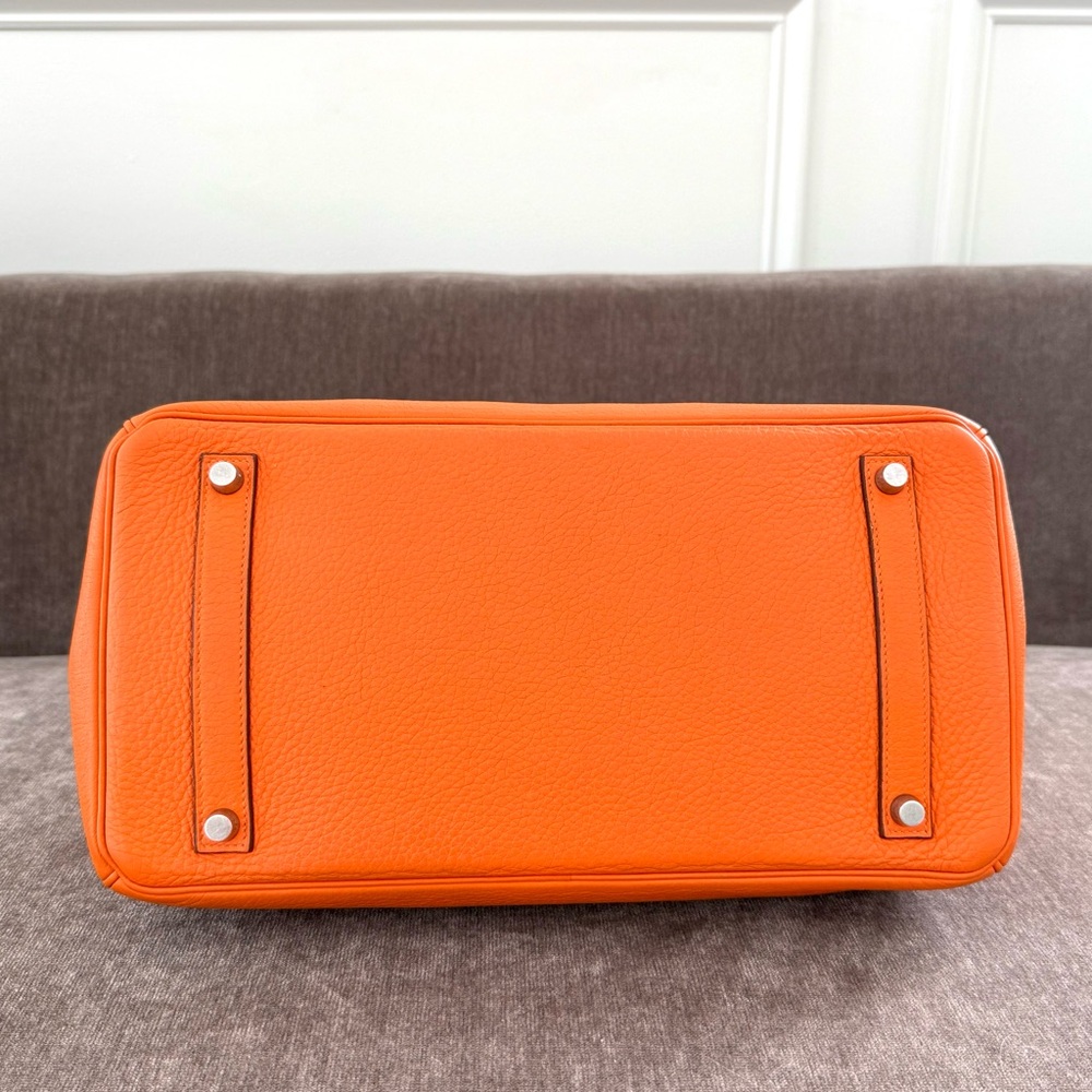 Hermes Birkin 35 Orange Clemente leather tote bag authentic silver hardware - Picture 16 of 16